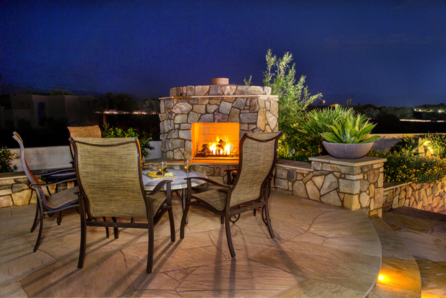 Patio with Outdoor Fireplace.